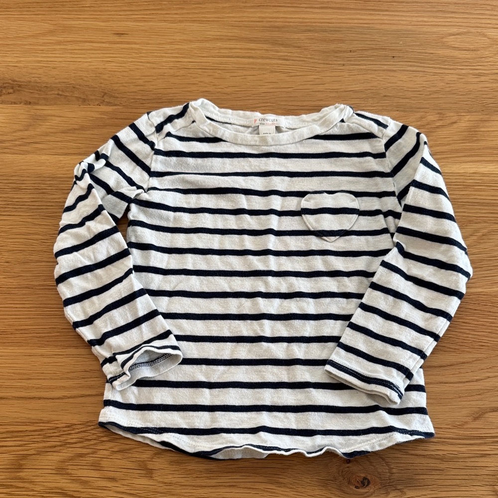 Crewcuts Navy and White Striped Long Sleeve Tee
